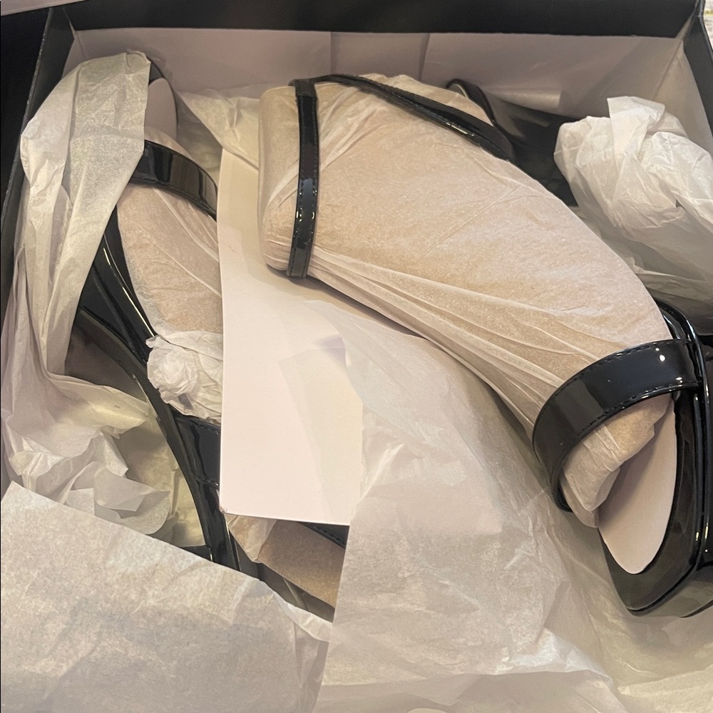 Nine west black platform patent sandals ankle strap sz 9.5 m - Picture 8 of 8